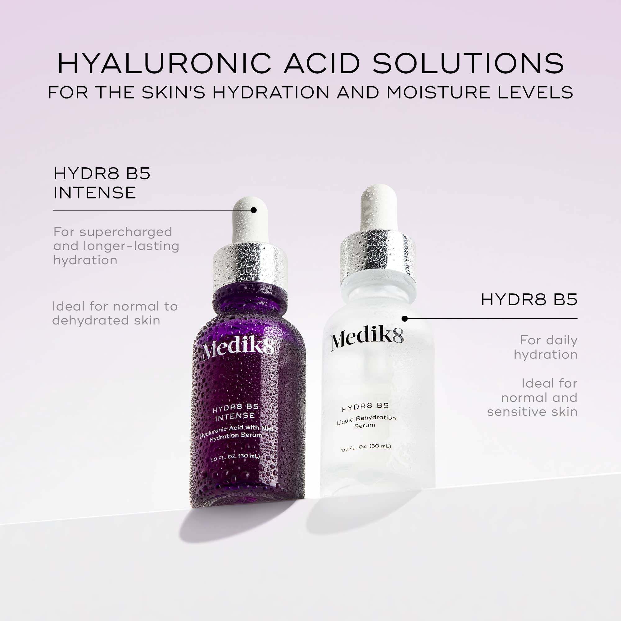 Medik8 Hydr8 B5 one-ounce bottle in hand illustrating size and travel-friendly benefit