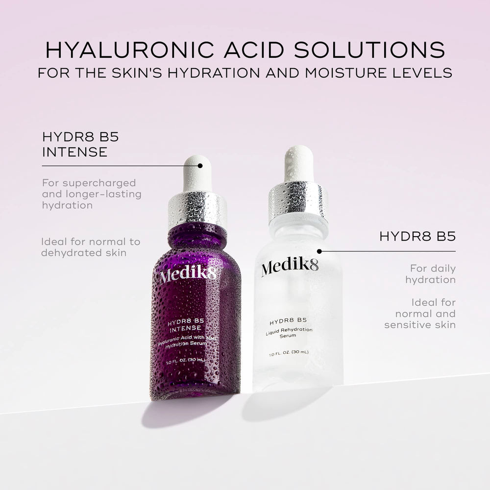 Medik8 Hydr8 B5 one-ounce bottle in hand illustrating size and travel-friendly benefit