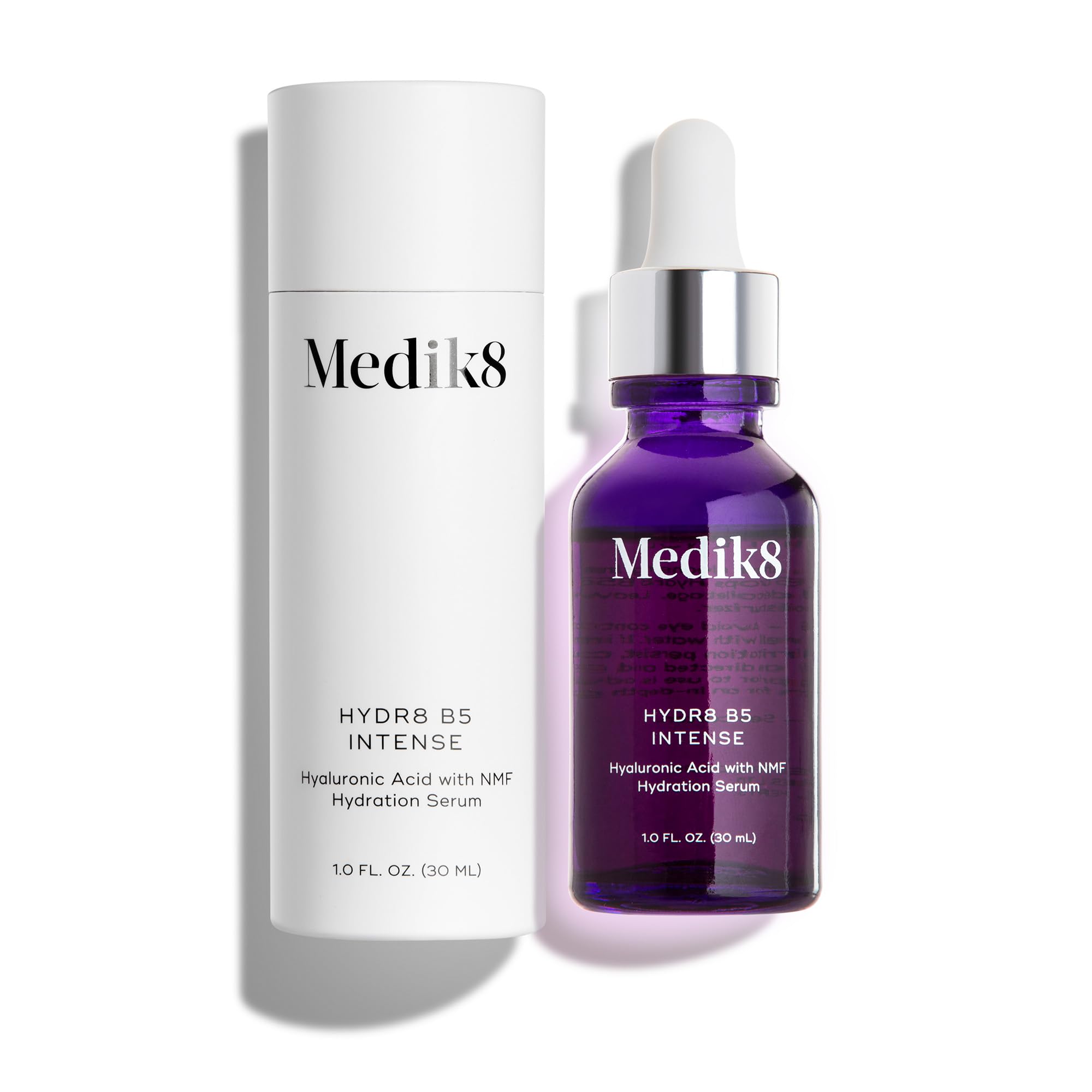 Medik8 Hydr8 B5 on bathroom vanity staged with skincare emphasizing daily routine benefit