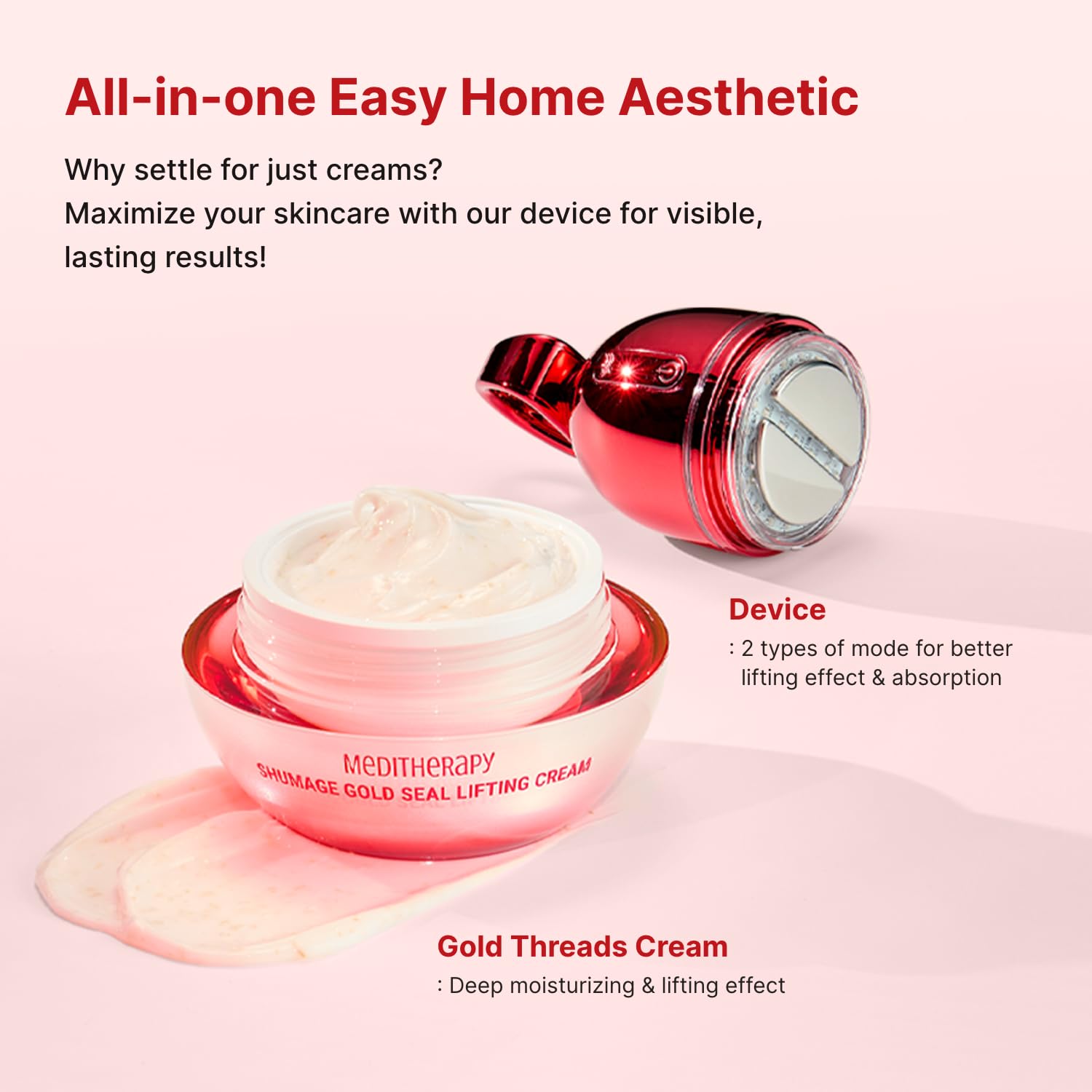 MEDITHERAPY cream texture on a spoon showing rich, hydrating consistency that nourishes and softens skin