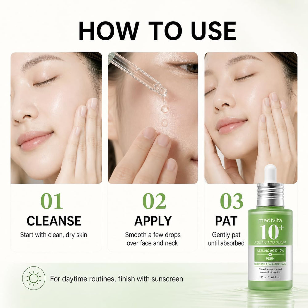 medivita bottle with Centella leaves emphasizing soothing botanical support