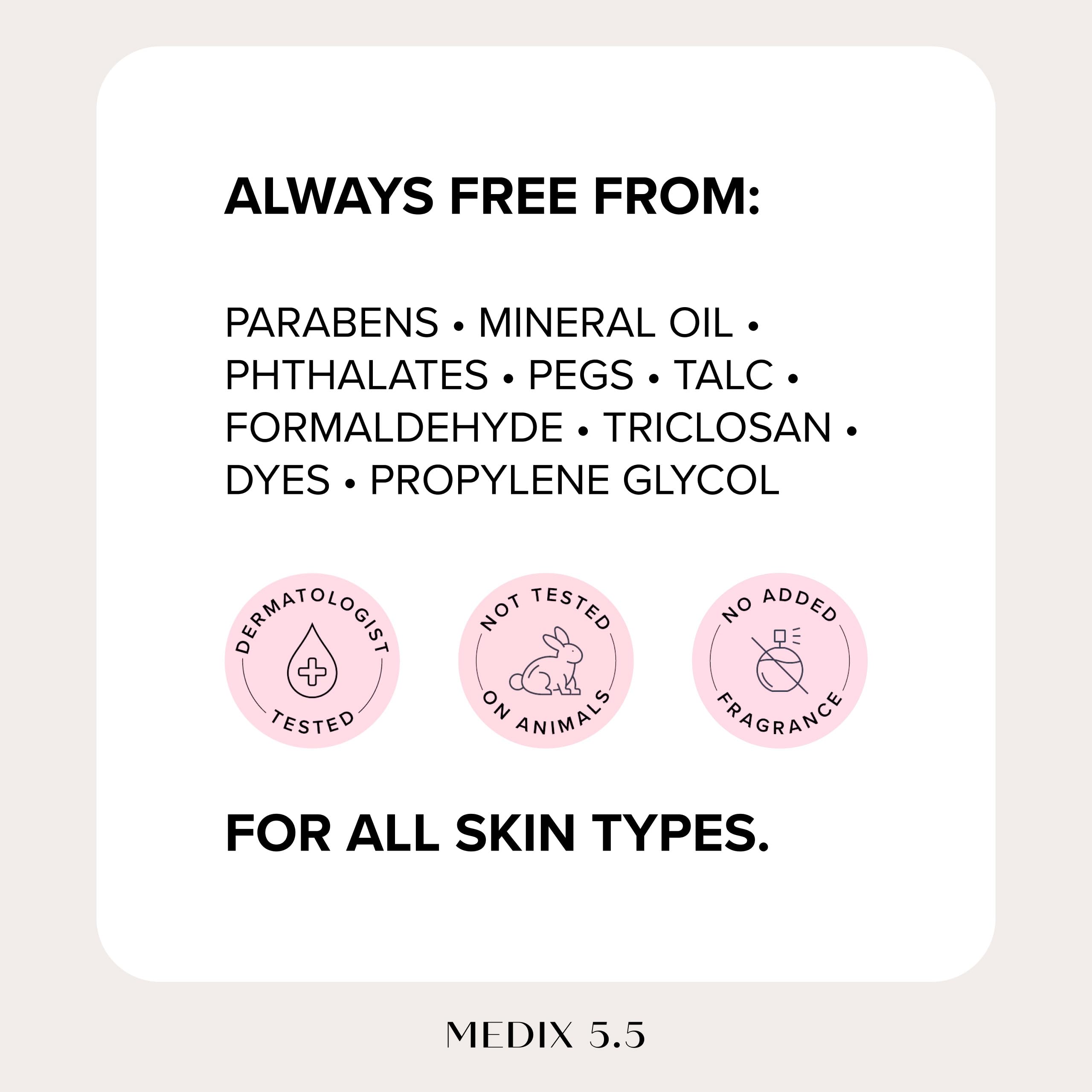 medix 5.5 ingredients label close-up showing antioxidant blend and supportive actives