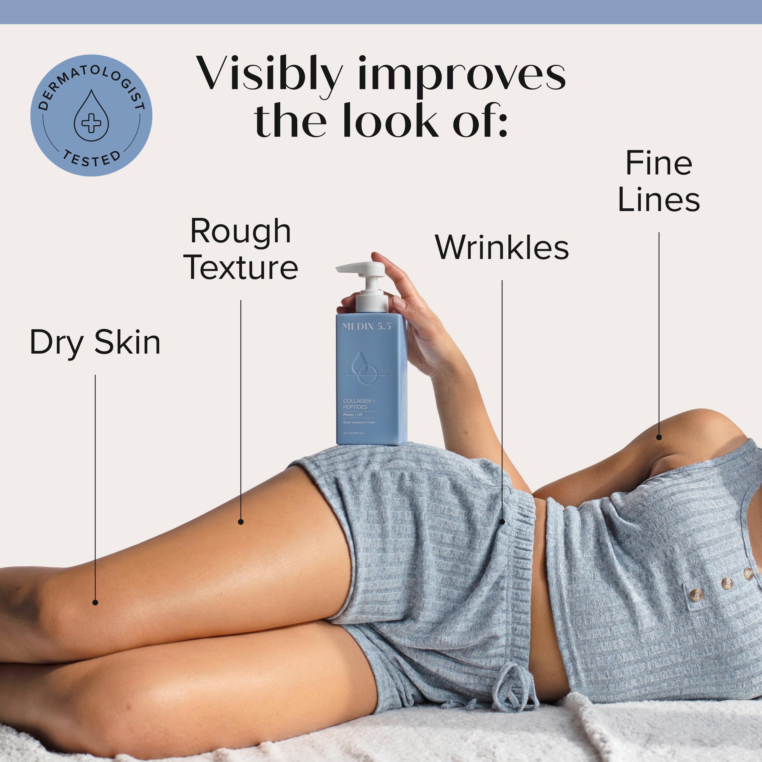 Medix 5.5 lotion applied on arm demonstrating smoothing and moisturization benefit