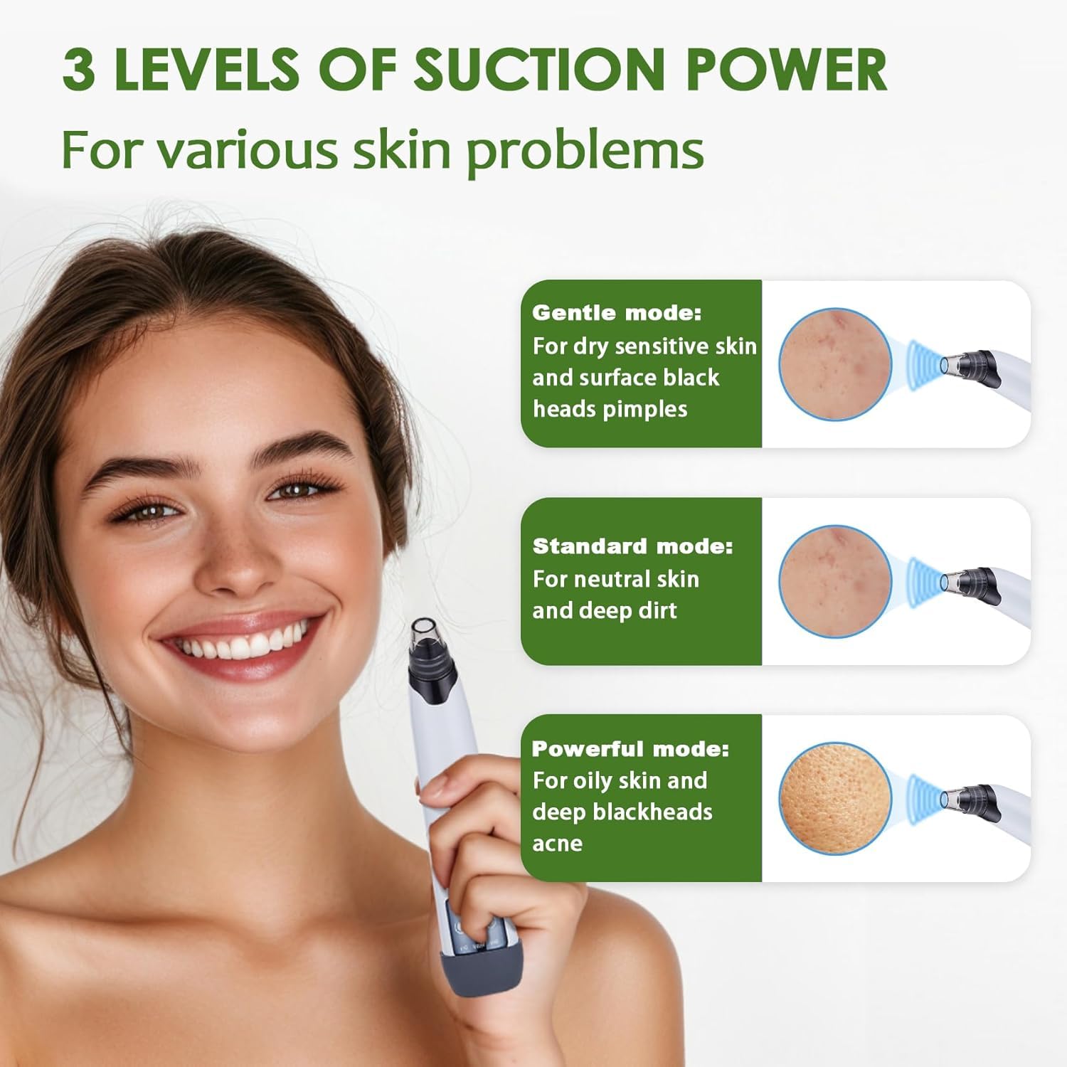 MEDPOAL four interchangeable probes laid out to show options and targeted extraction benefits
