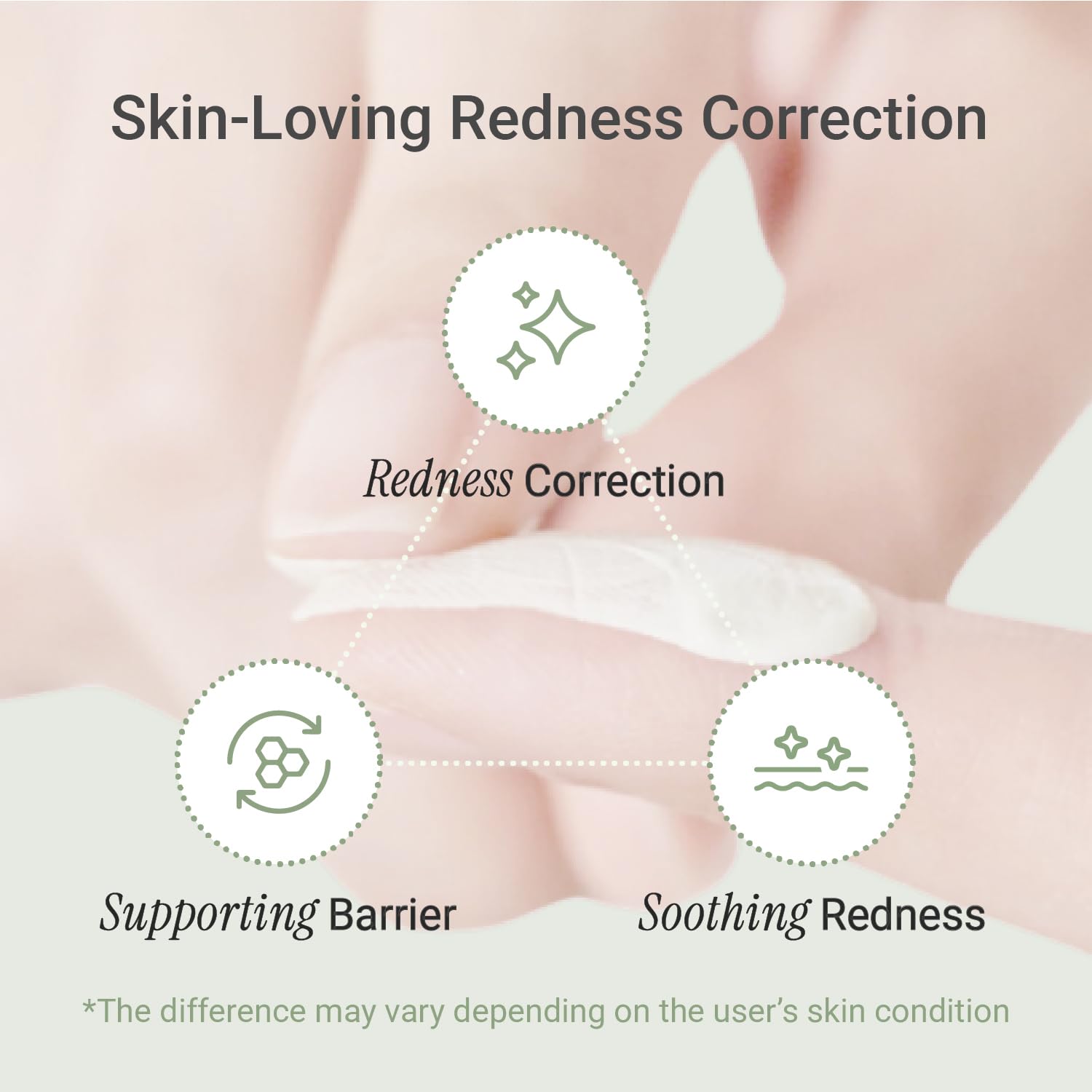 Meebak before and after on face showing reduced redness and natural finish