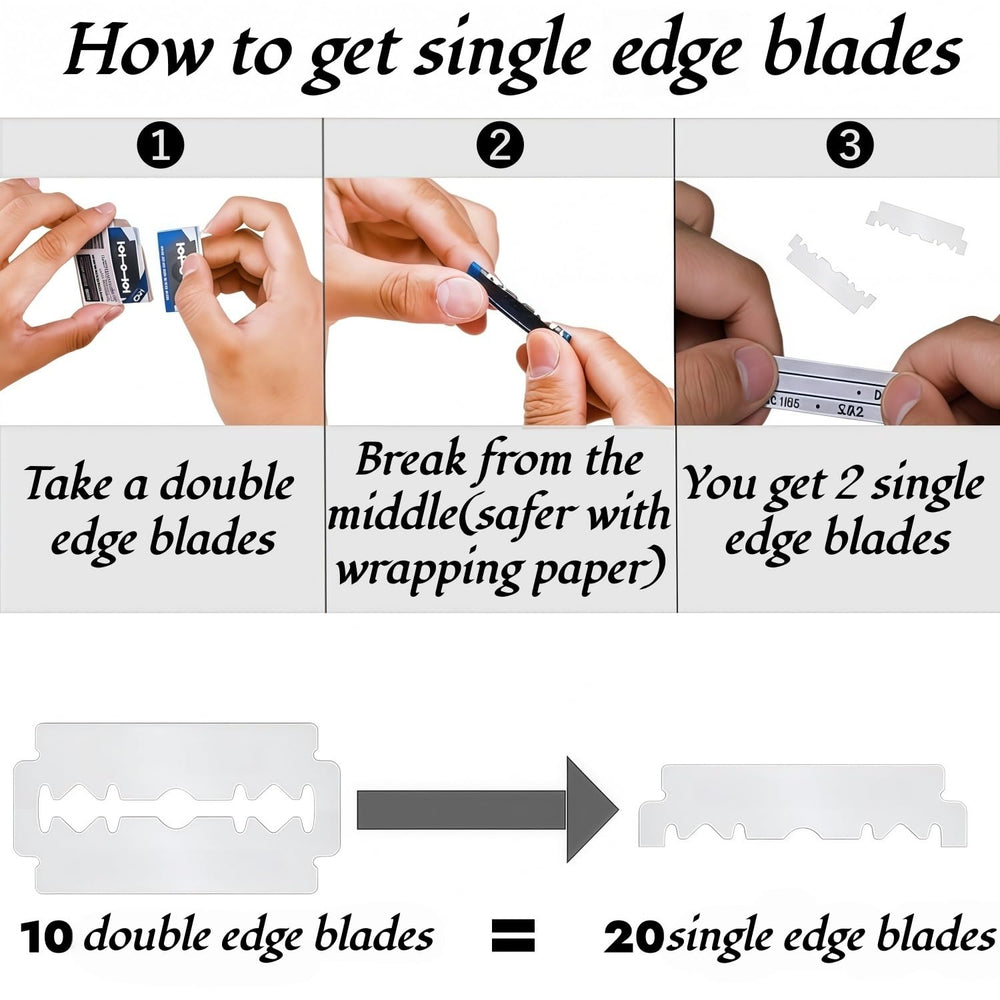 Megan straight-edge razor detail highlighting safe replaceable-blade fit