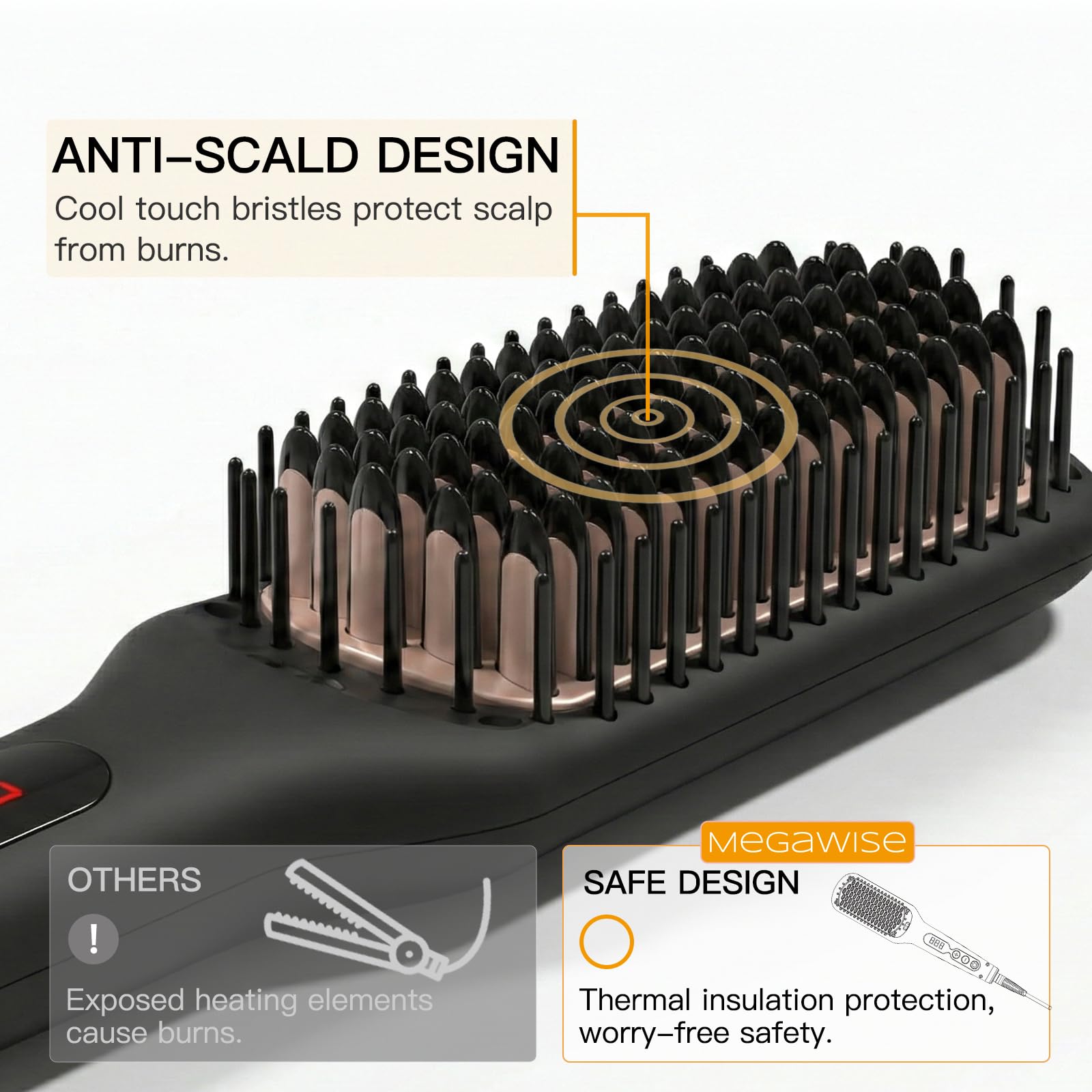 MEGAWISE insulated anti-scald teeth detail protecting the scalp benefit