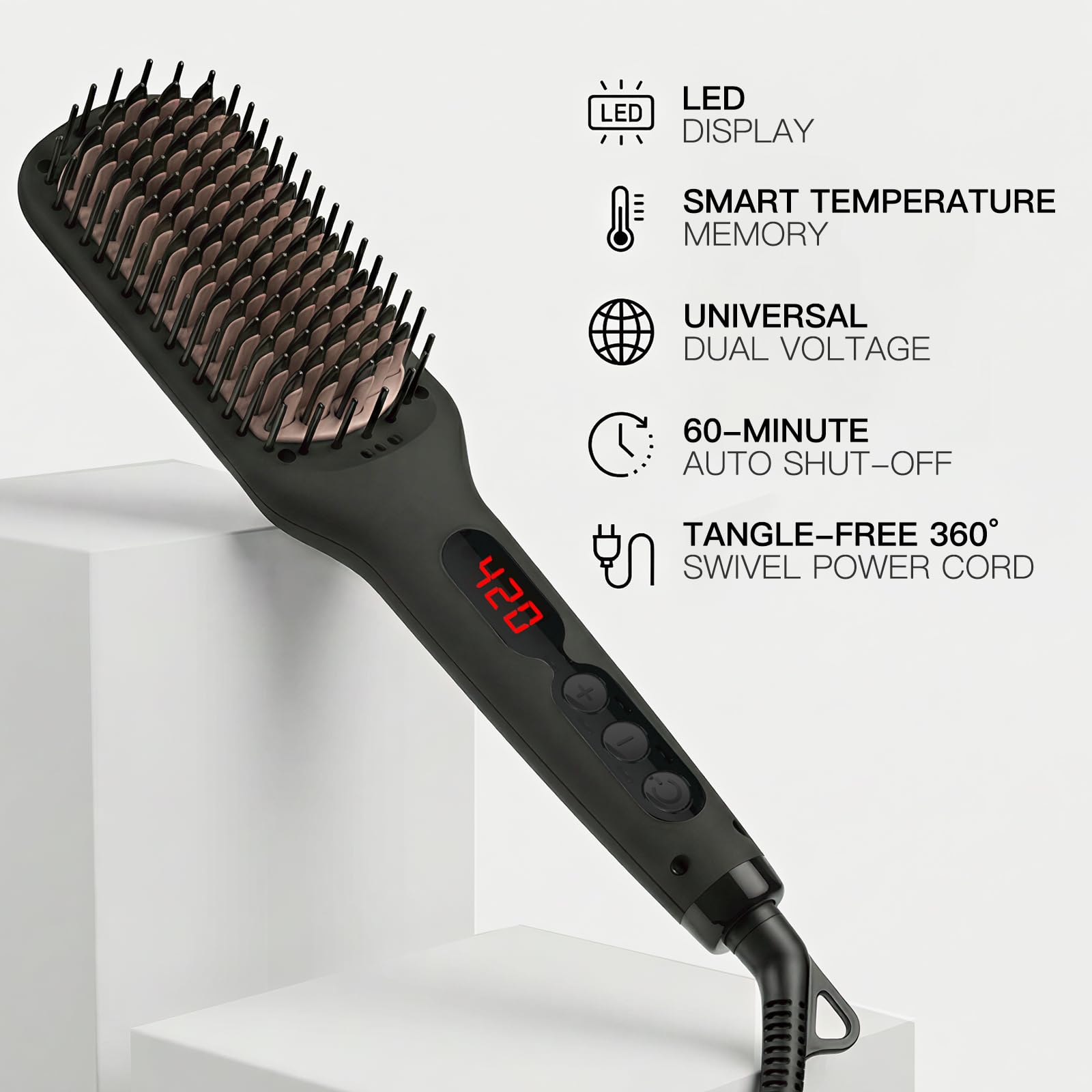 MEGAWISE brush smoothing hair in use for quick daily styling benefit