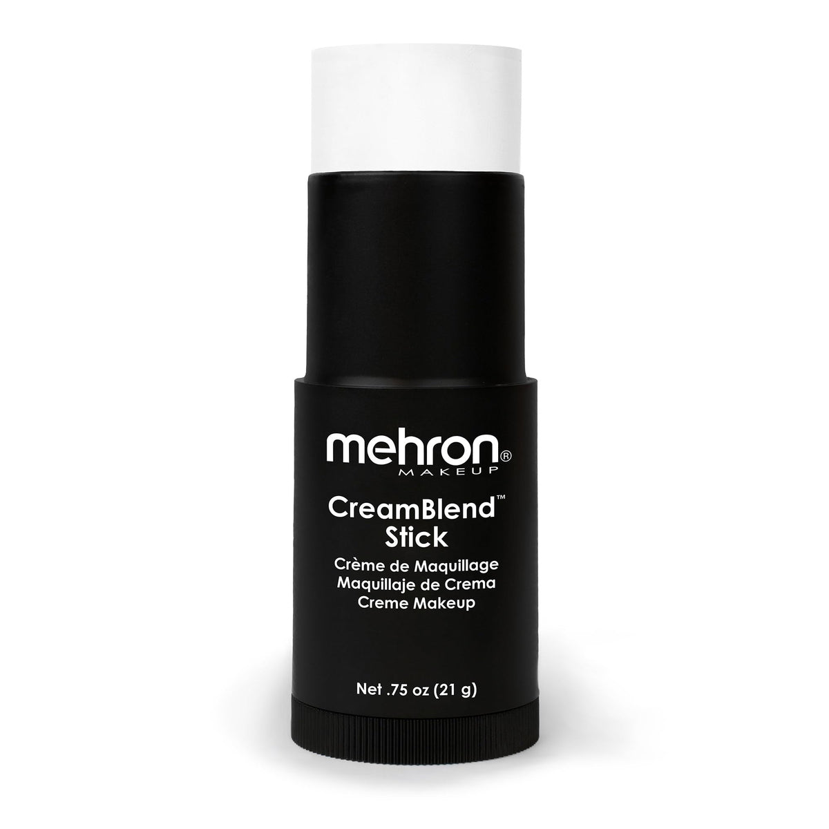 Mehron CreamBlend Stick front view showing compact white pigment