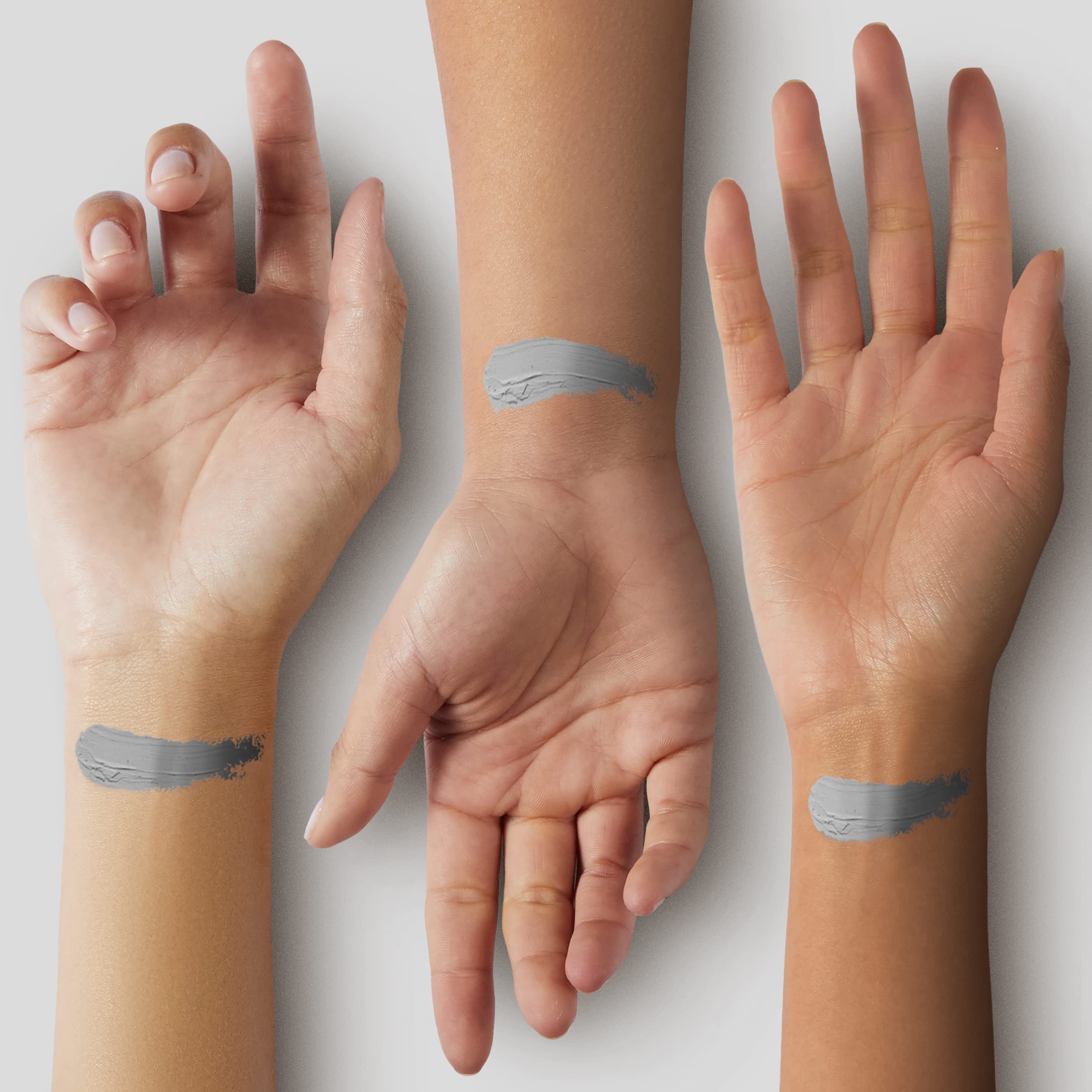 Mehron Makeup CreamBlend Stick swatches on arm demonstrating buildable coverage and shading control