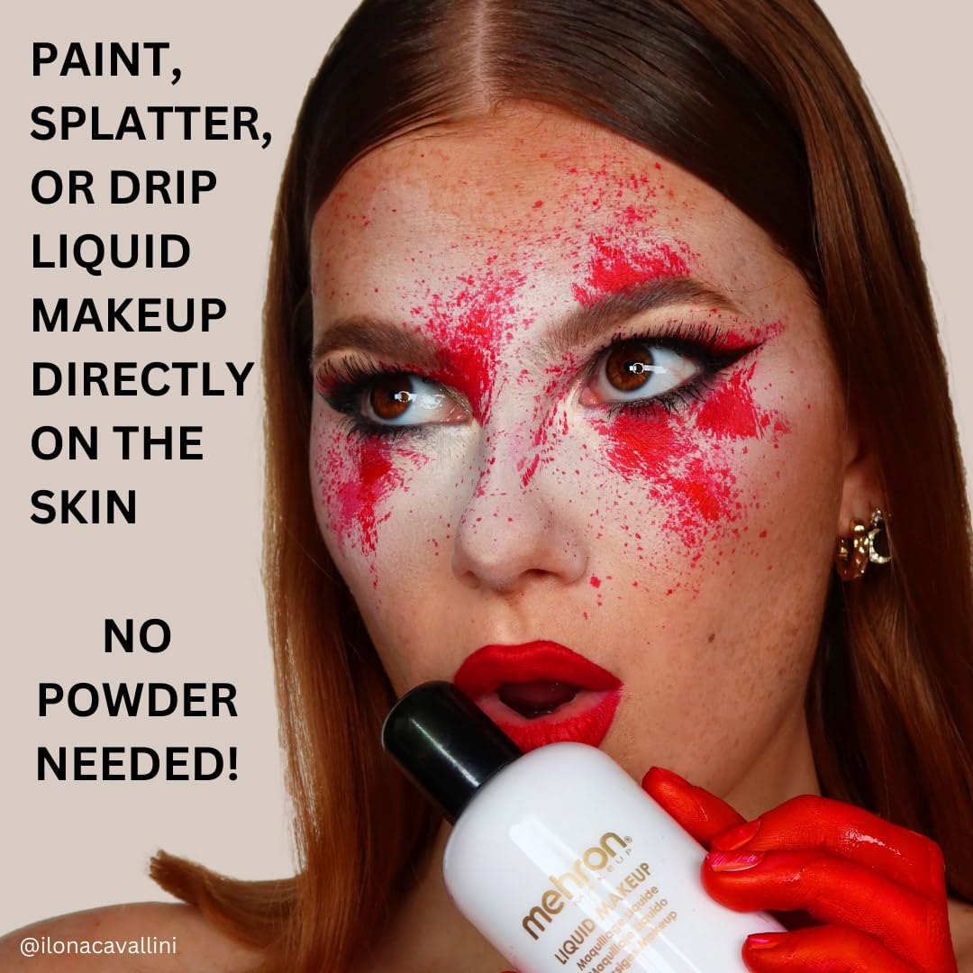 Mehron Makeup thinned in airbrush cup showing compatibility with airbrushing