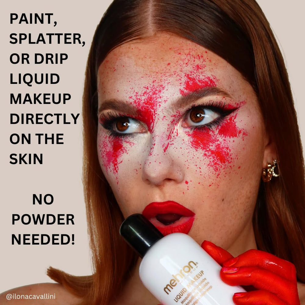 Mehron Makeup thinned in airbrush cup showing compatibility with airbrushing