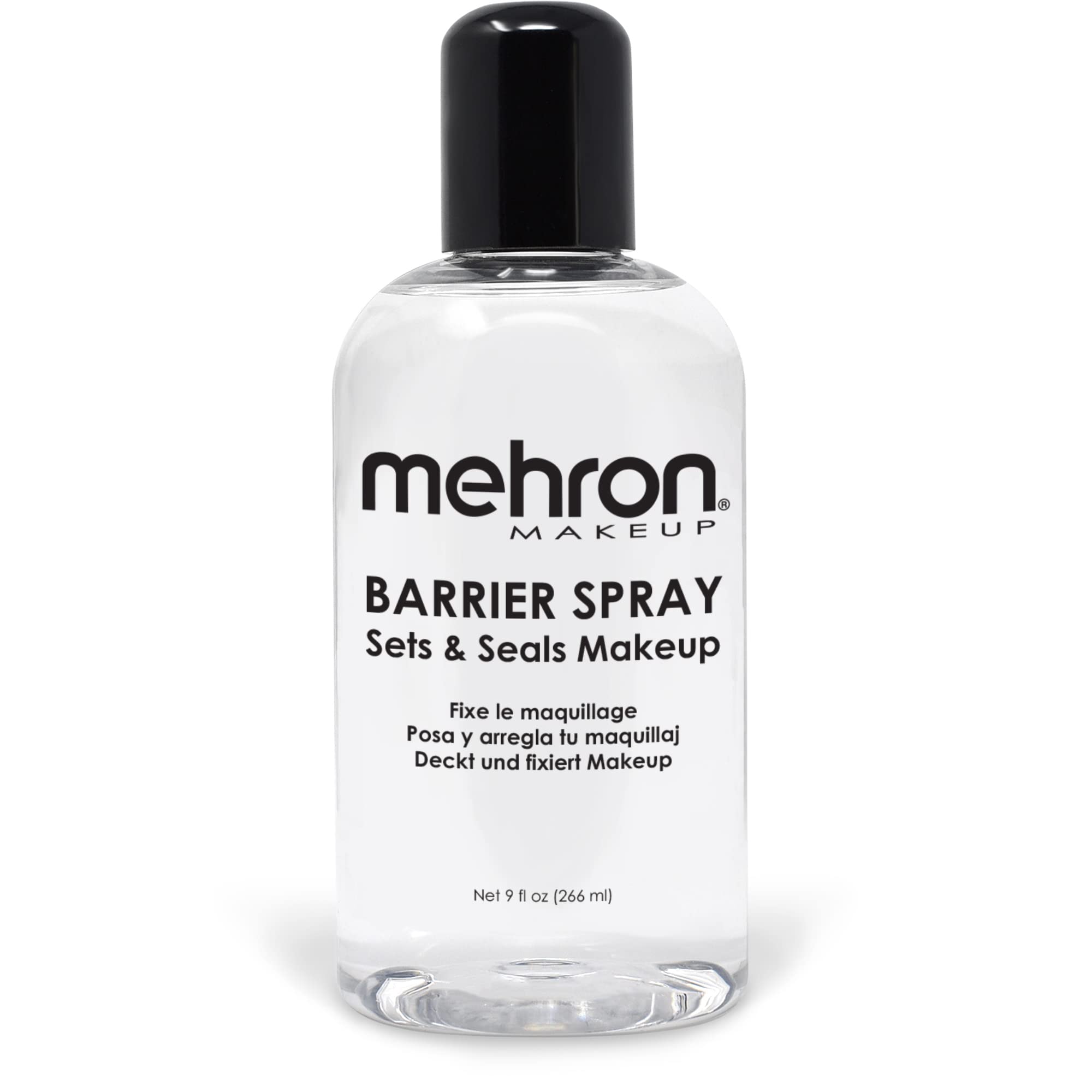 Mehron Makeup front bottle image showing product and durable finish benefit