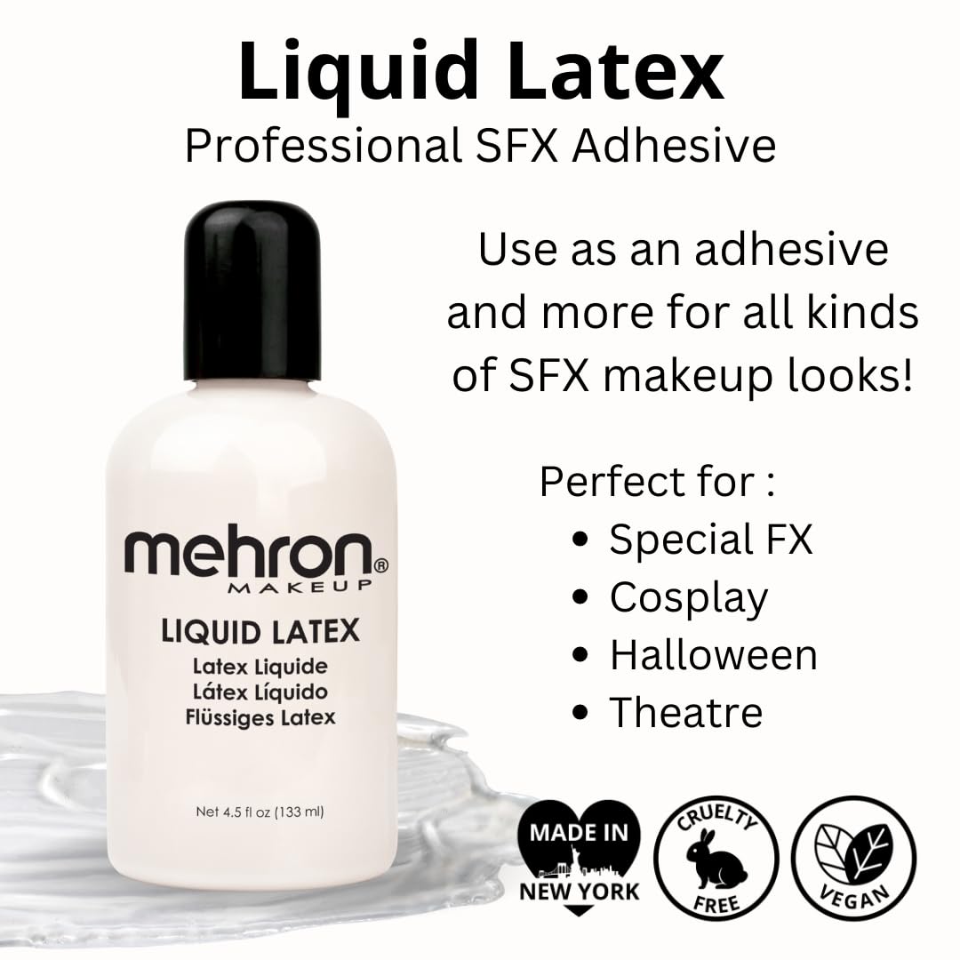 Mehron Makeup applying latex with brush for precise adhesive and texture control