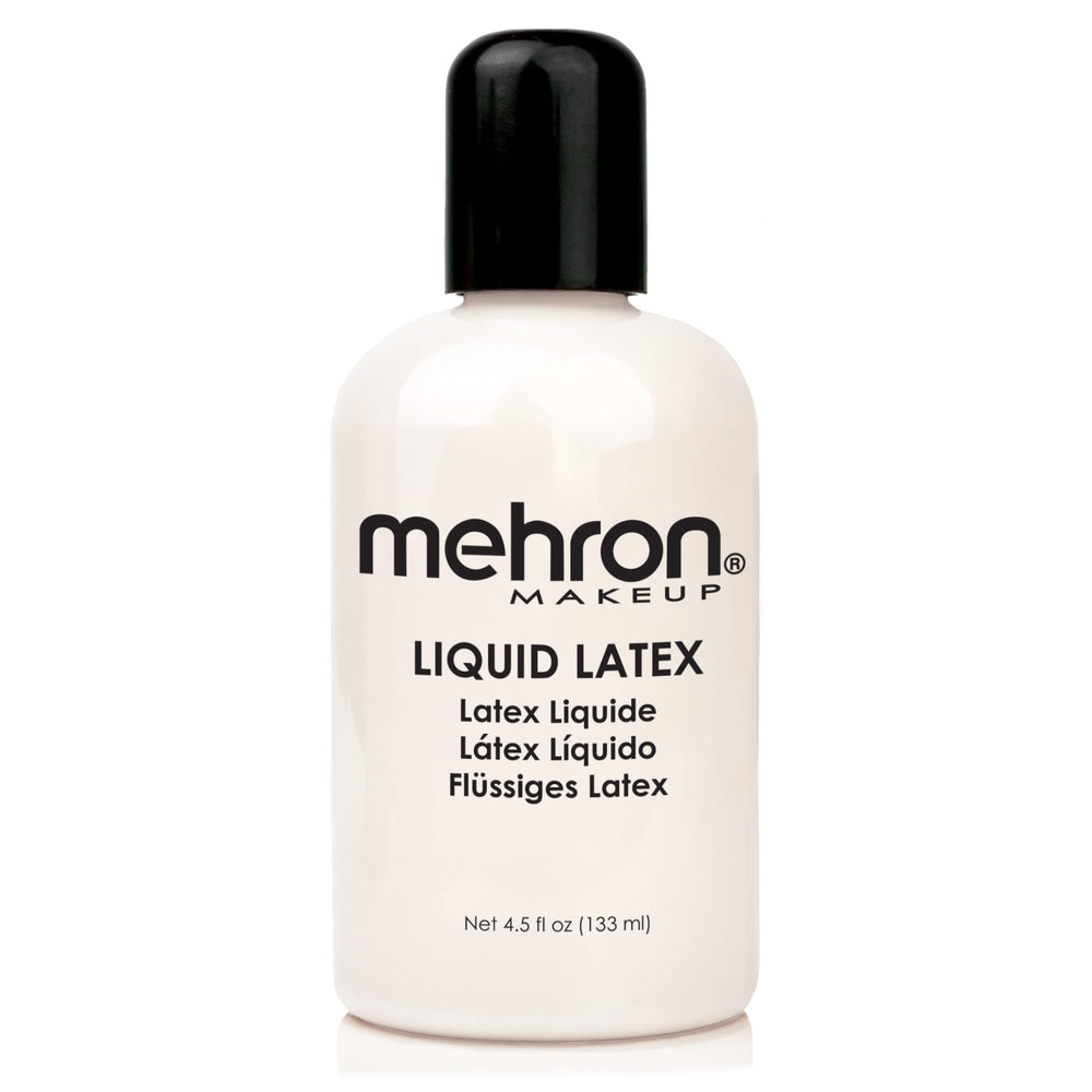 Mehron Makeup clear liquid latex bottle front showing product benefit of professional use