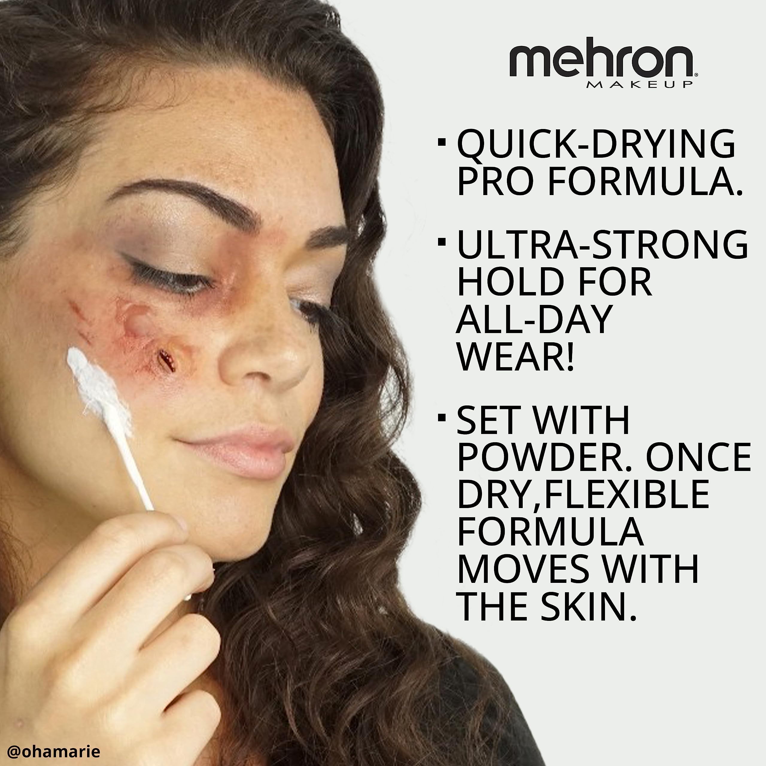 Mehron Makeup layered latex wound effect showcasing realistic 3D texture and depth