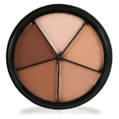 Mehron Makeup pro fx wheel front view showing compact design and five shades