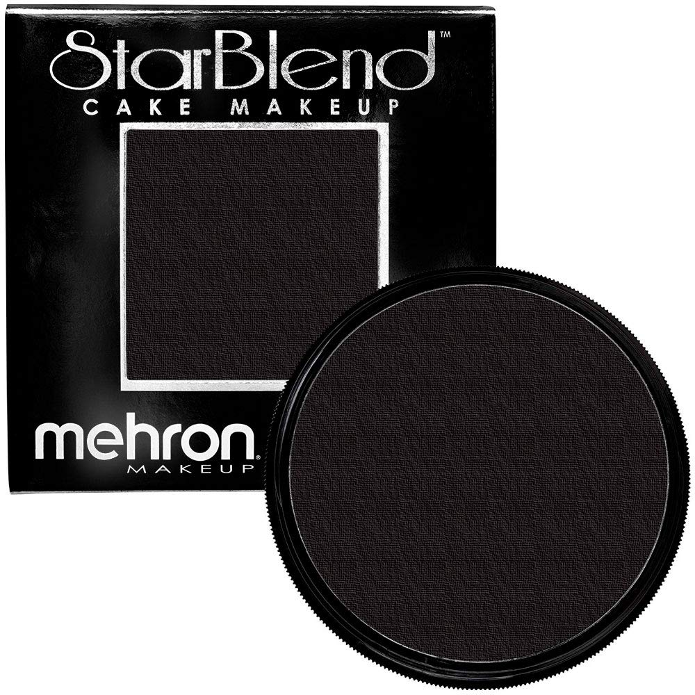 Mehron StarBlend black front pan showing rich pigment and coverage