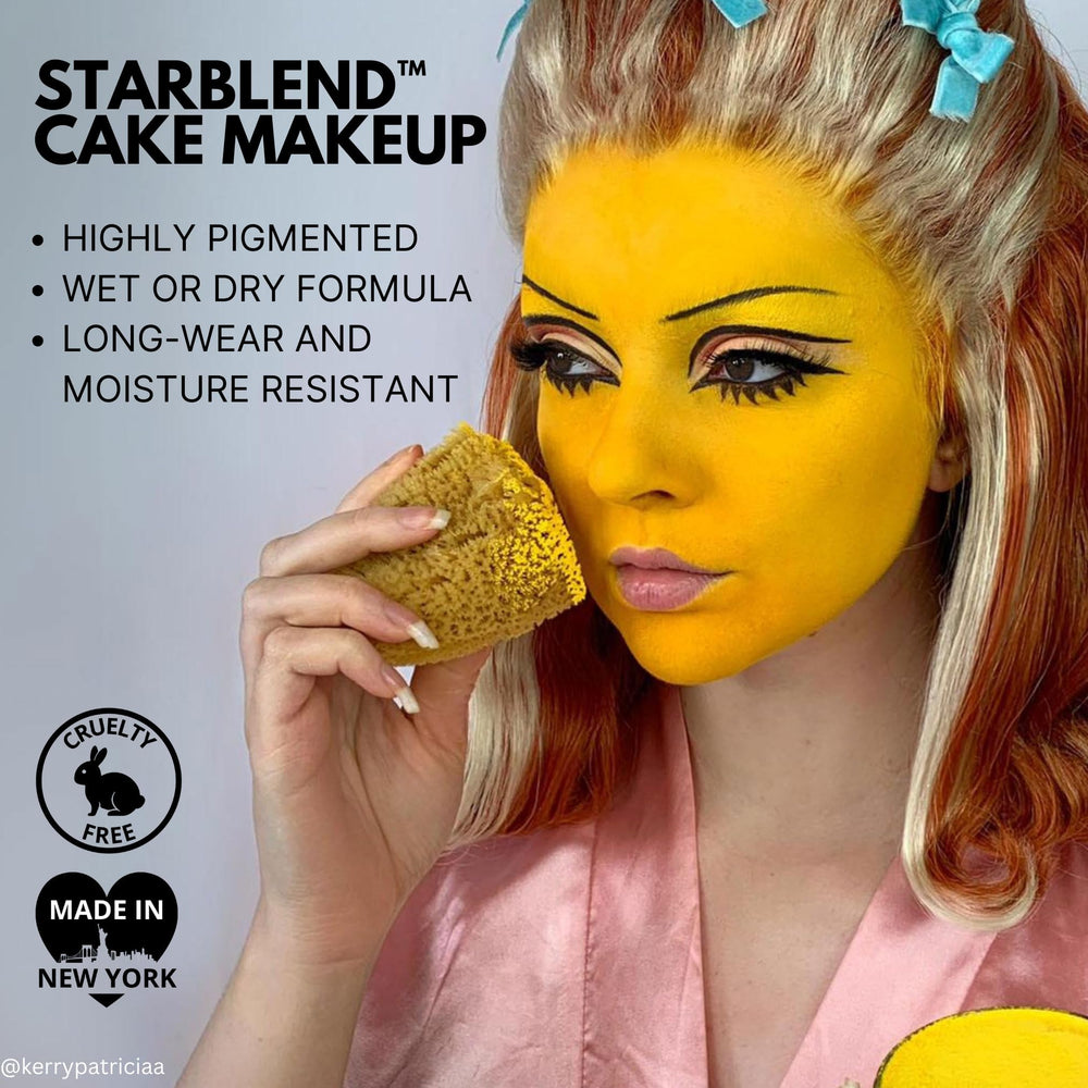 Mehron Makeup sponge applying white paint wet, even opaque coverage