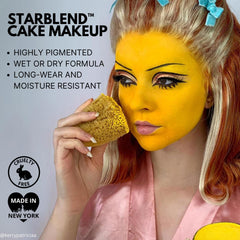 Mehron Makeup sponge applying white paint wet, even opaque coverage