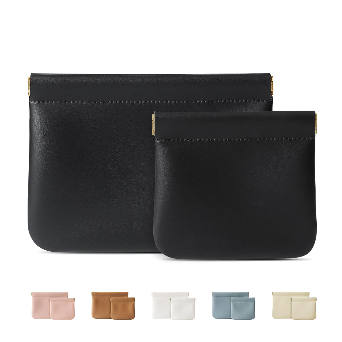 MEIBOOCH front view of two black pouches, compact organization