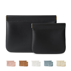 MEIBOOCH front view of two black pouches, compact organization