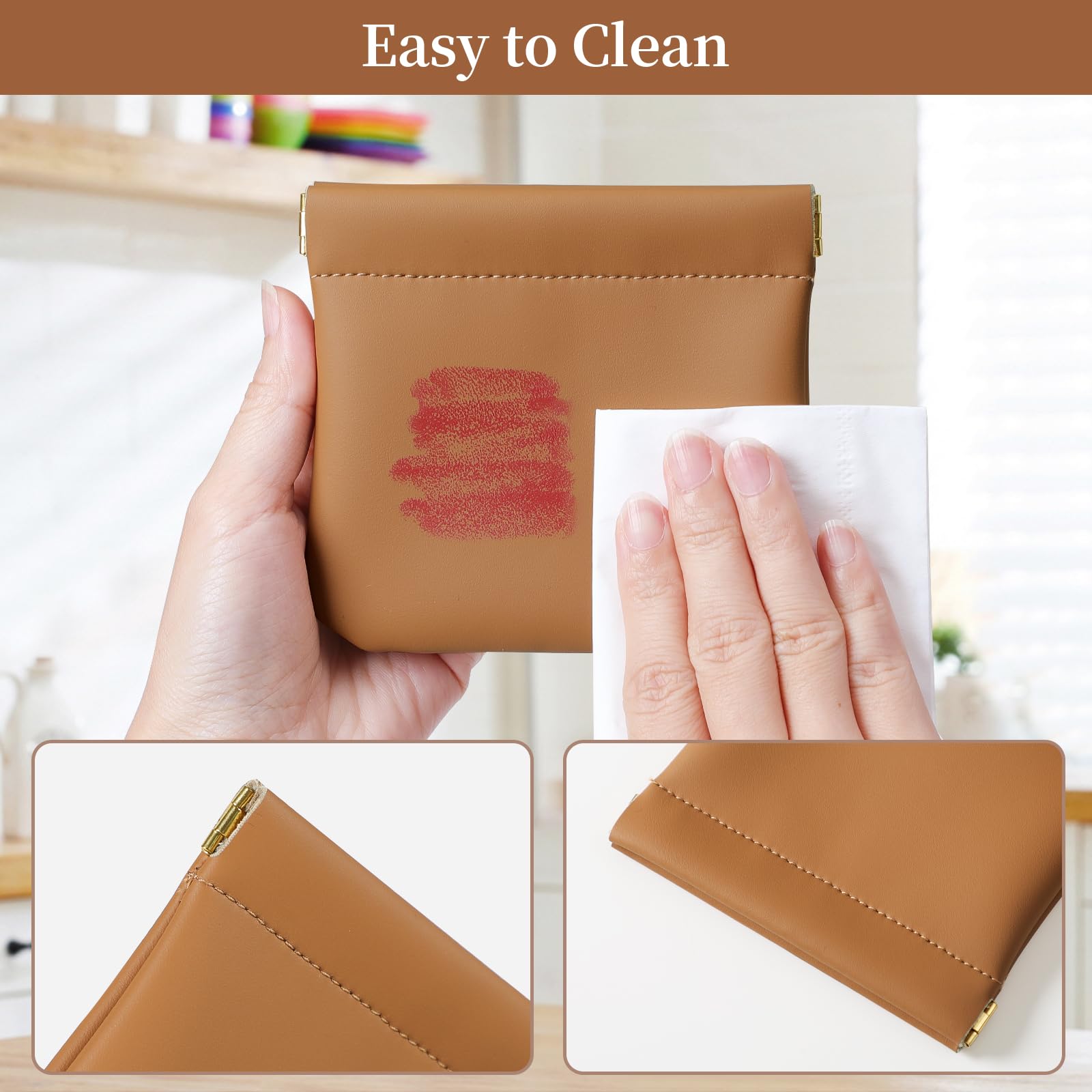 MEIBOOCH mini pouch beside a coin to show compact size and practical fit