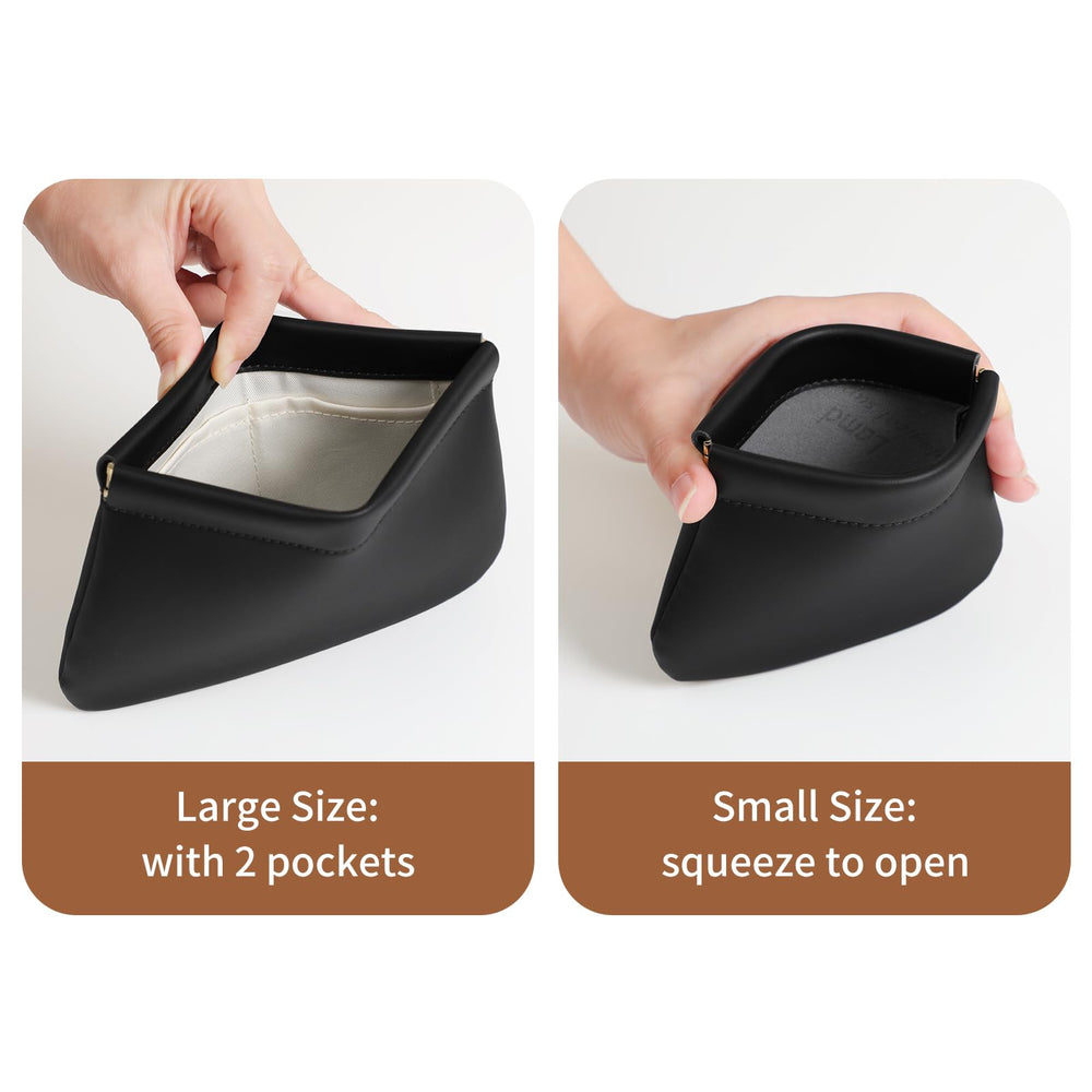 MEIBOOCH squeeze-top metal closure detail, secure access benefit