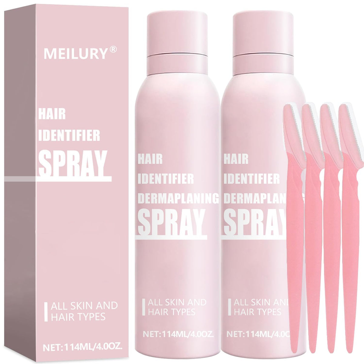 Meilury front packaging showing spray and razors for clearer shaving