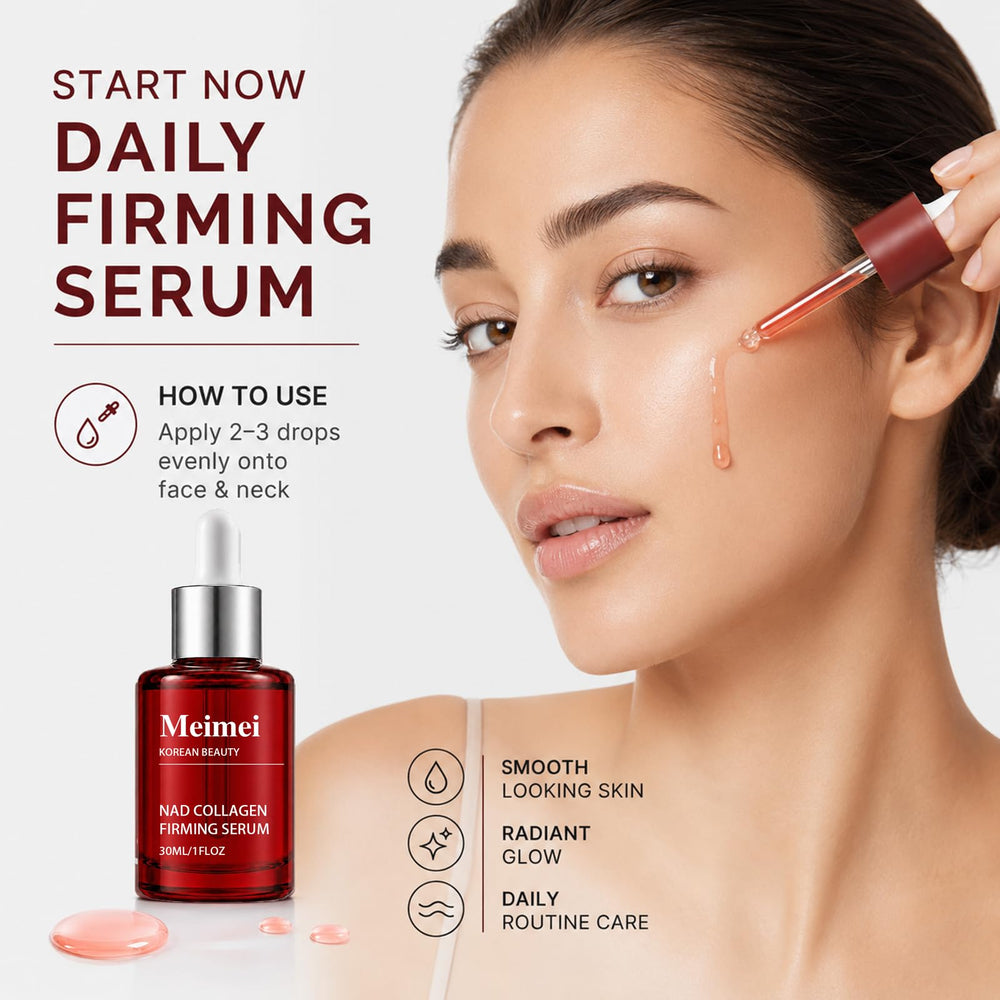 Meimei serum texture on skin demonstrating fast absorption and non-greasy finish