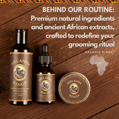 Melanin Kings beard balm open tin revealing smooth texture to control frizz