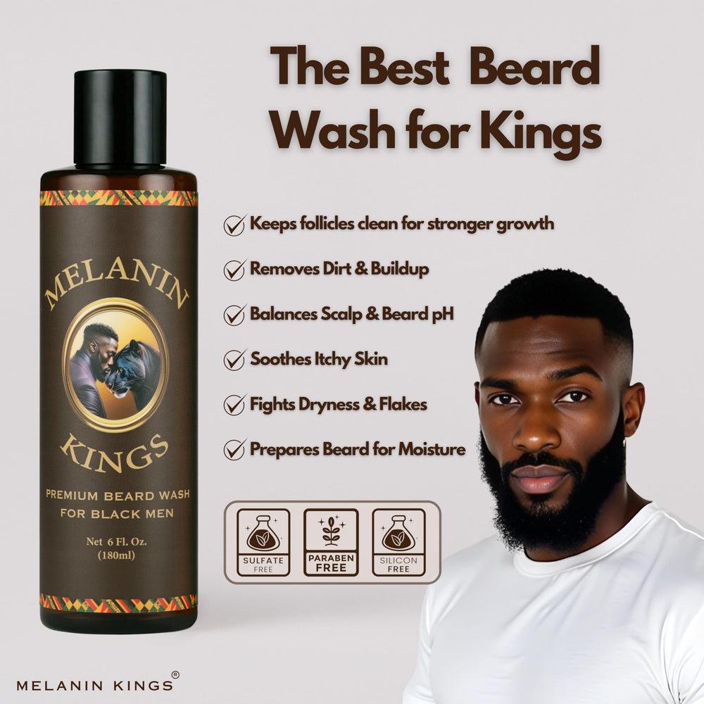 Melanin Kings before and after beard comparison showing softer smoother hair