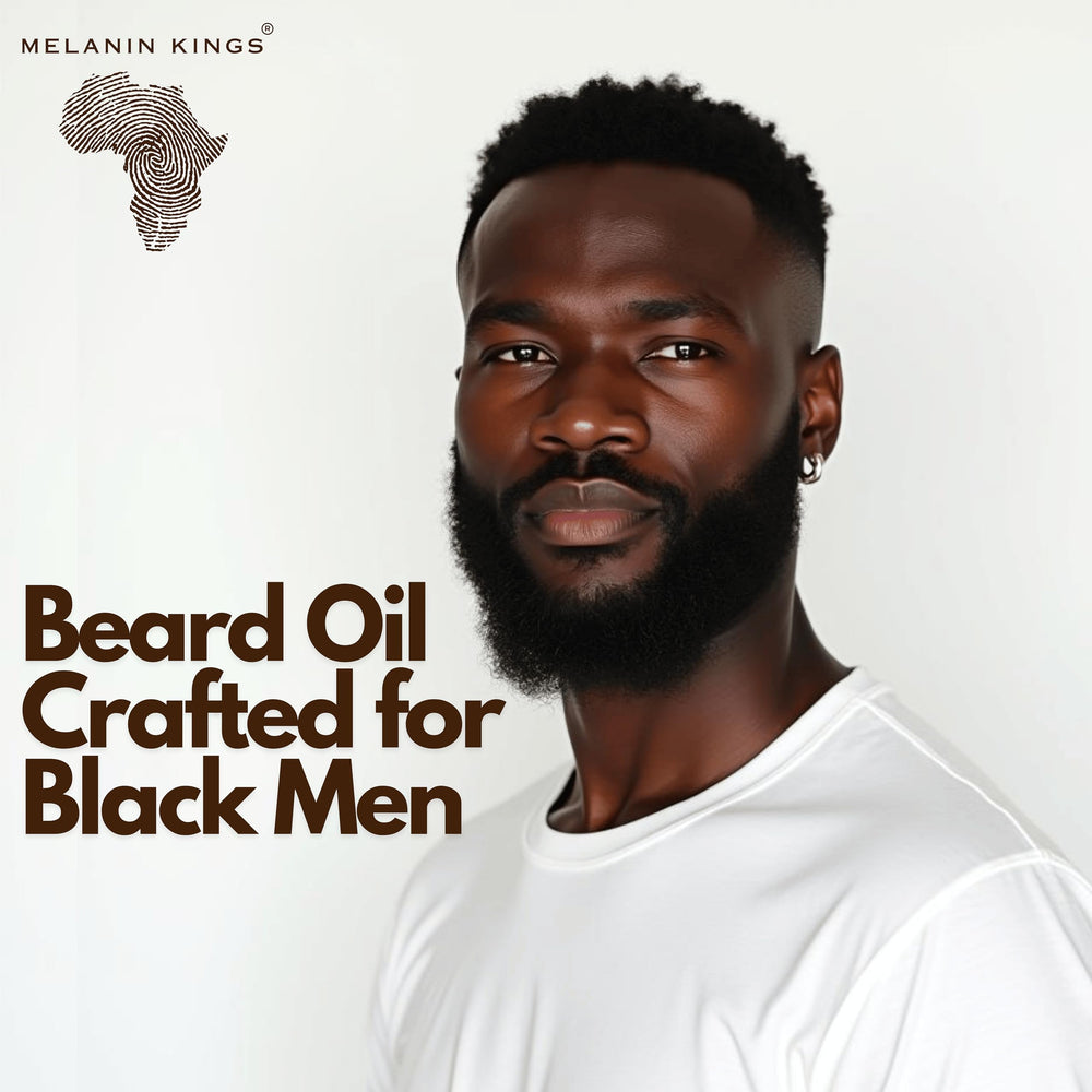 Melanin Kings dropper dispensing beard oil for precise application