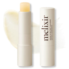 Melixir front packaging showing compact vegan lip butter and benefits
