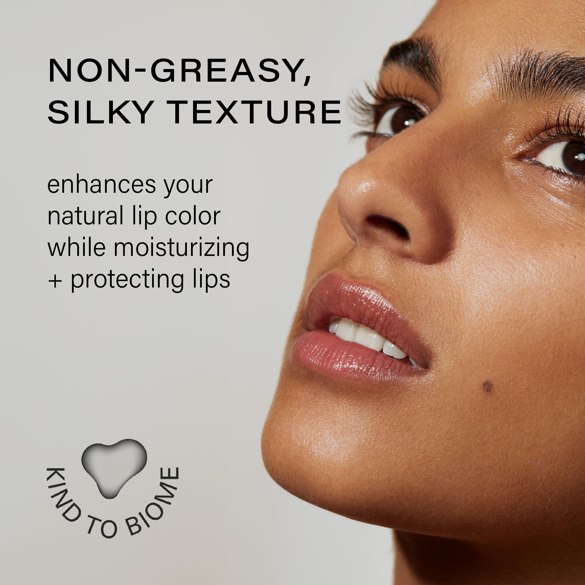 Melixir close-up on lips showing soft natural sheen and comfort