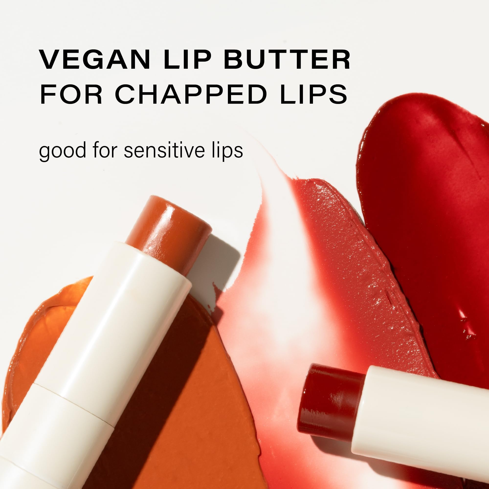 Melixir lip butter swiped on lips closeup shows sheer Dewy Rose tint