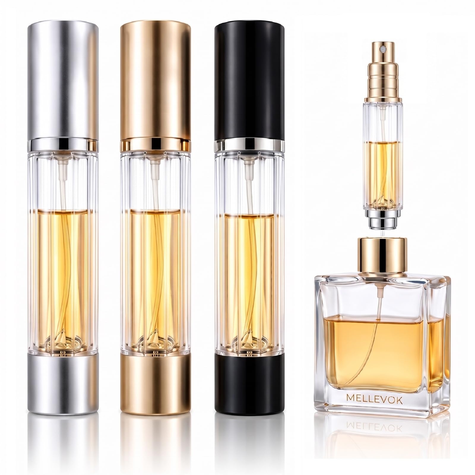 MELLEVOK front view of 8ml atomizer showing sleek design and portability