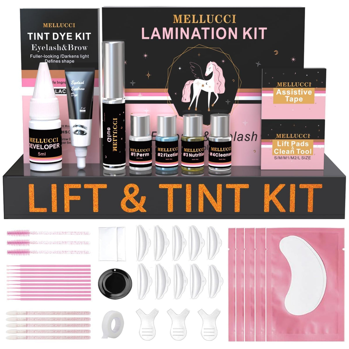 MELLUCCI front packaging showing kit and benefits for long-lasting lift