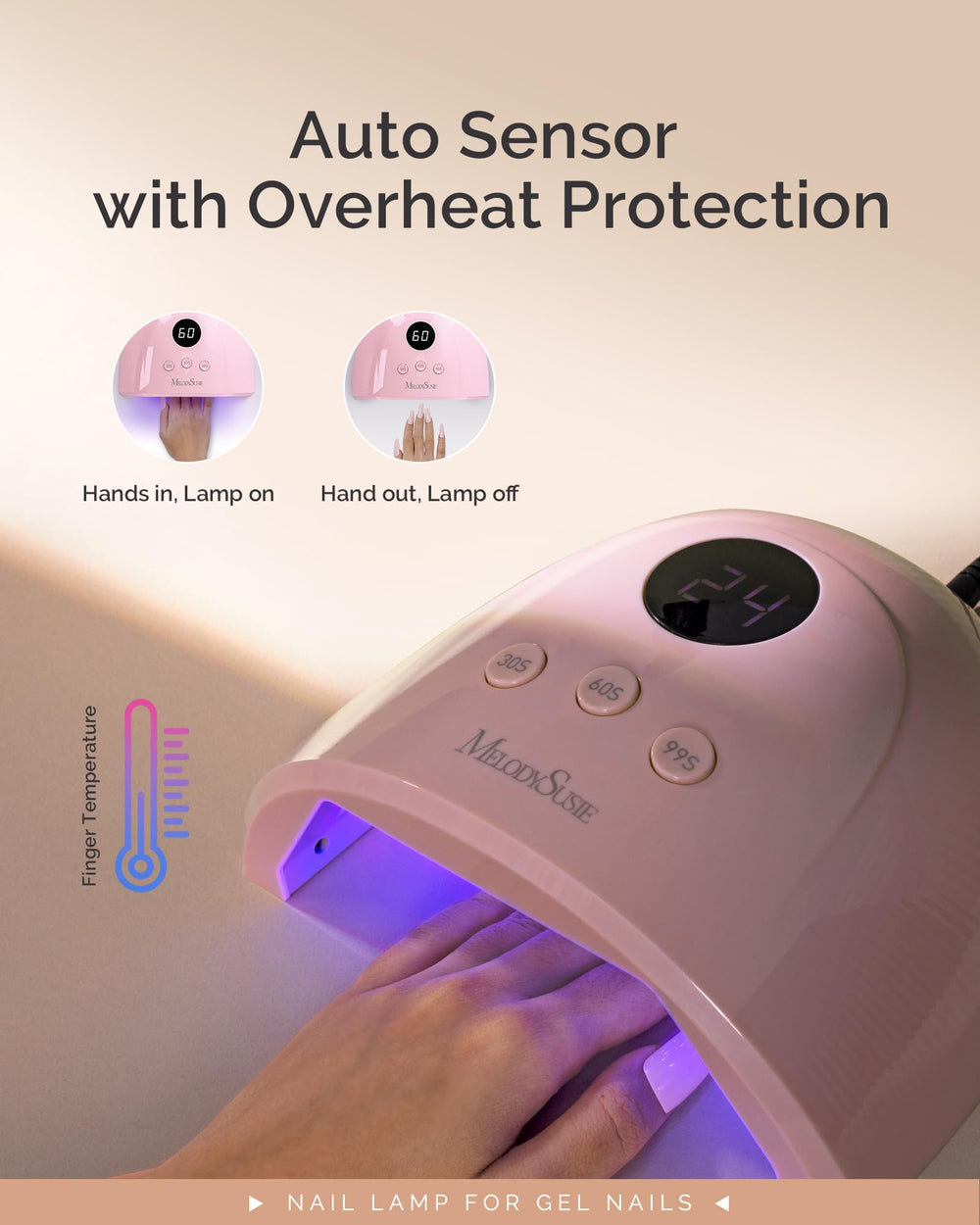 MelodySusie foot inside lamp showing full-foot cure convenience benefit