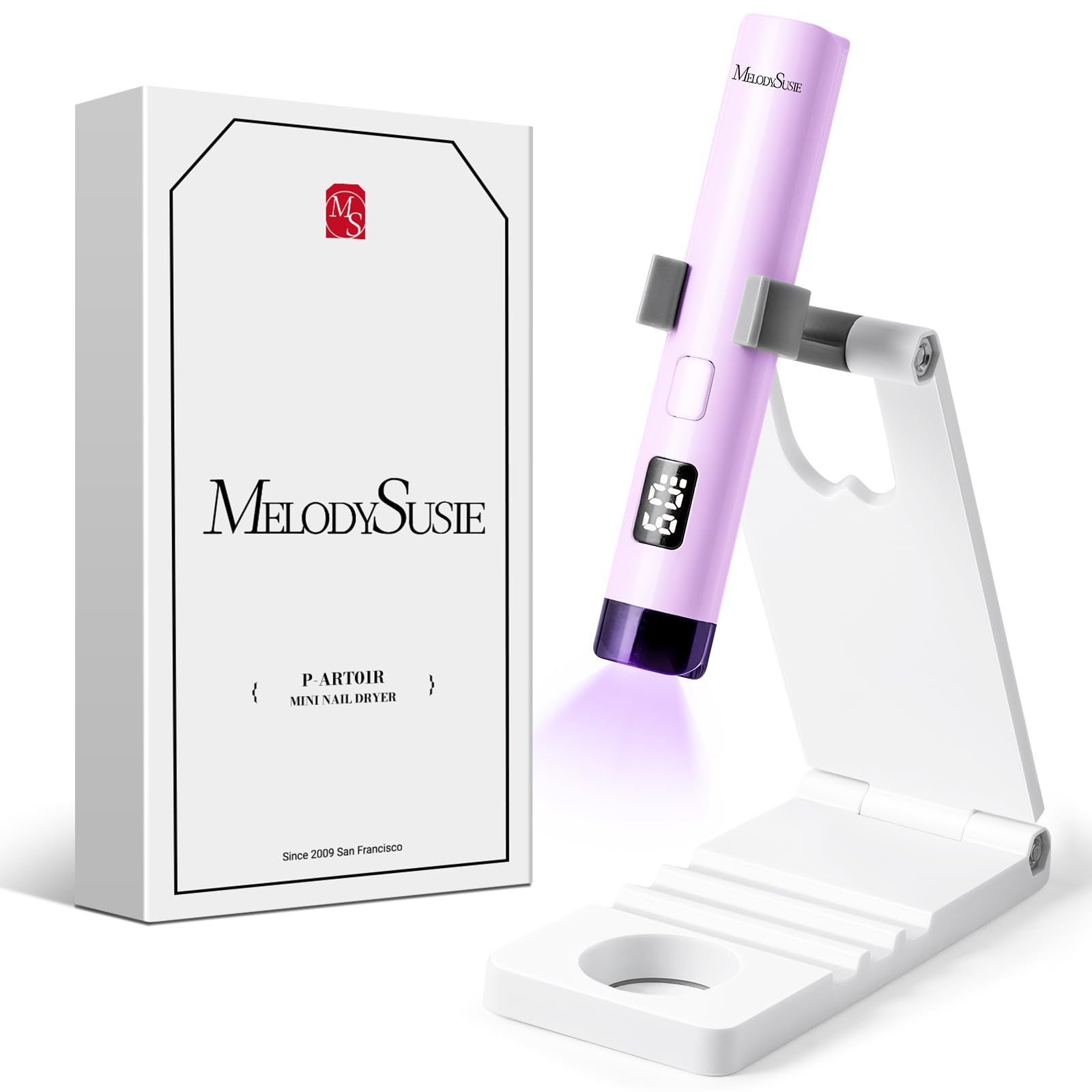 MelodySusie front view with stand showing stable hands-free curing