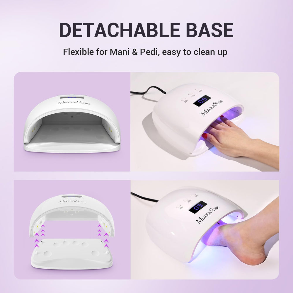 MelodySusie curing a hand inside lamp for efficient at-home manicure