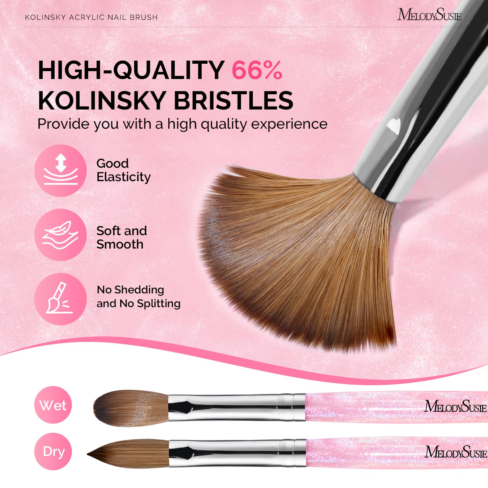 MelodySusie brush in use applying acrylic for precise sculpting benefit