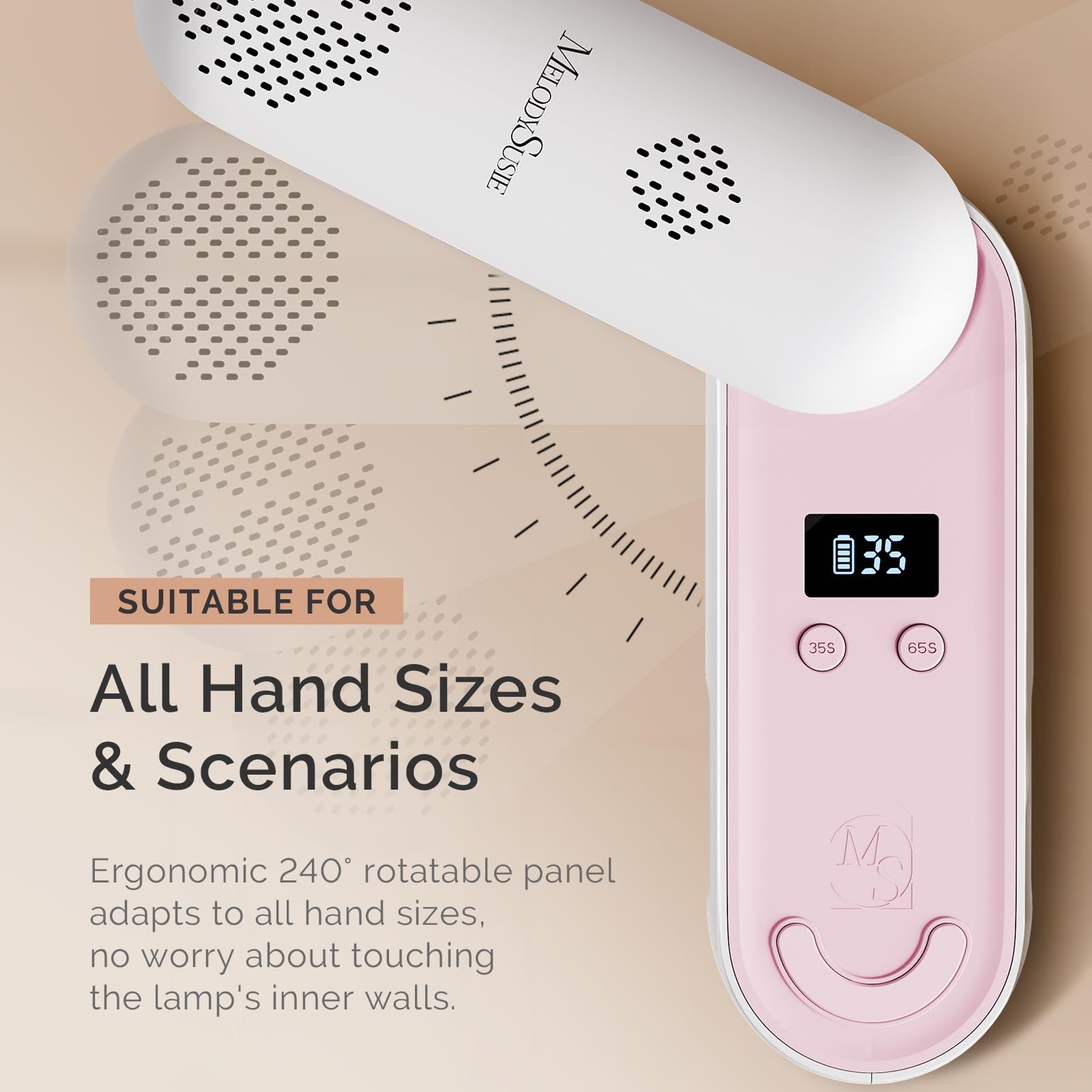 MelodySusie compact size comparison beside a phone showing travel-ready scale