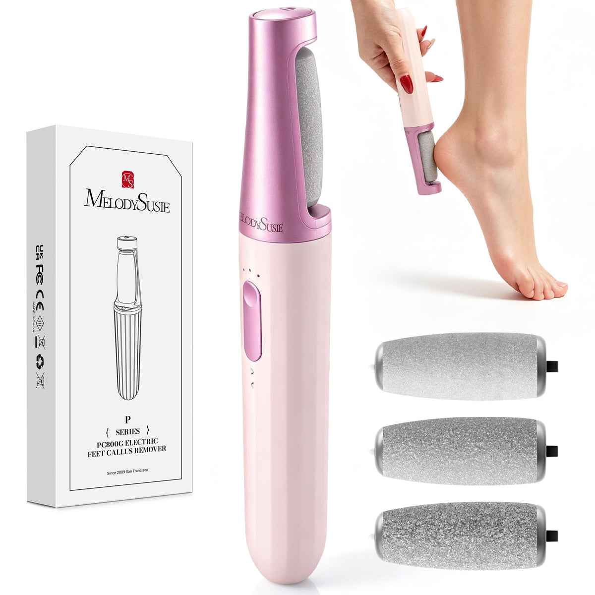 MelodySusie PC800G front view showing ergonomic design and pink rose finish for better control