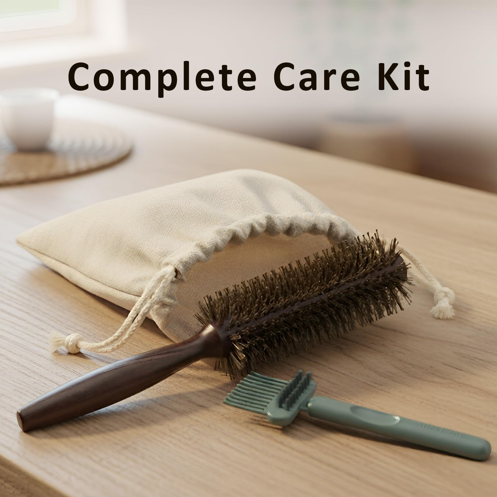 Melune brush styling dry hair with a hair dryer demonstrating lift and smooth finish