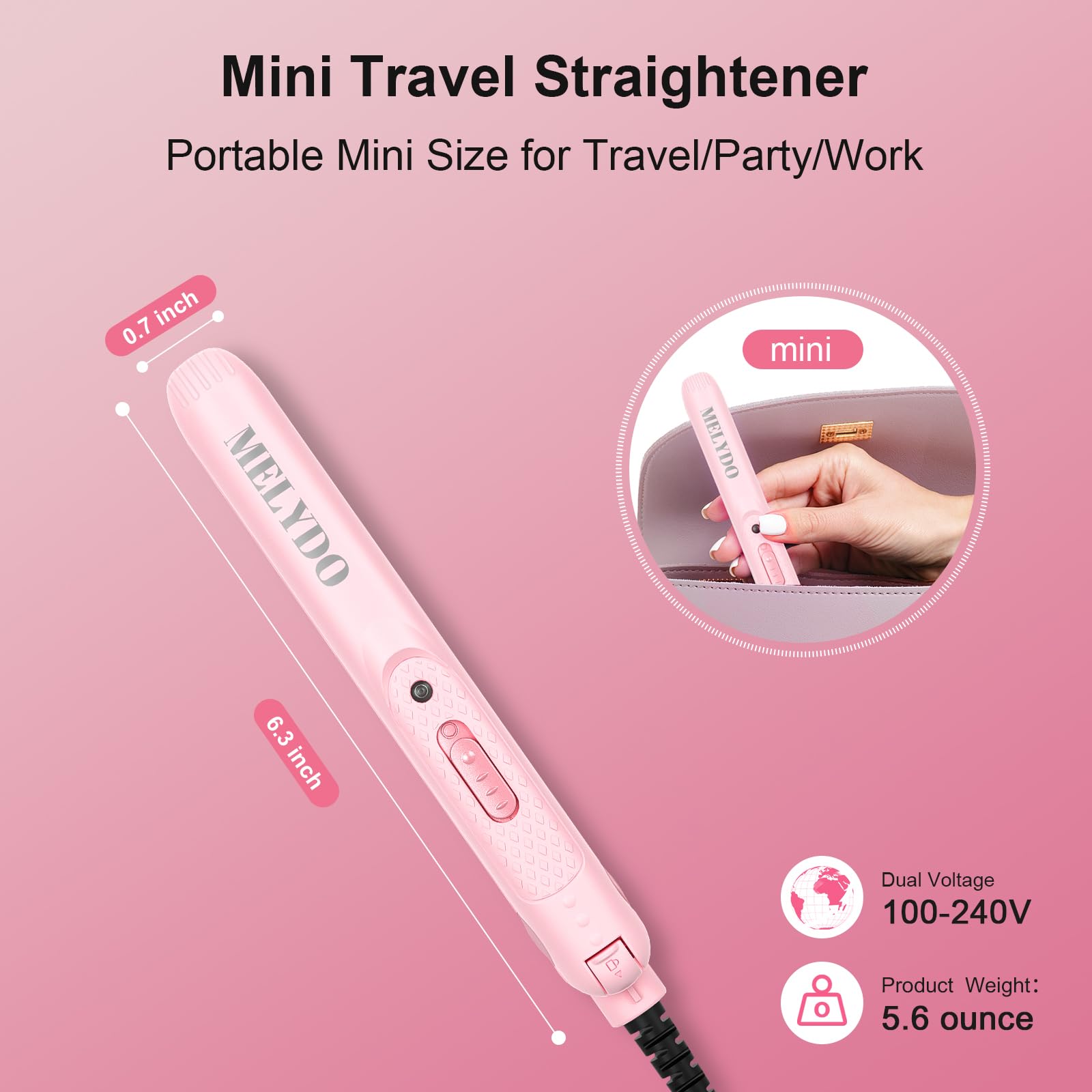 MELYDO packed inside a travel bag showing space-saving styling solution benefit