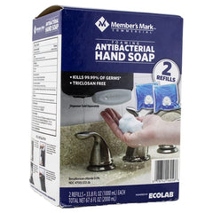 MEMBER´S MARK front packaging showing two 33.8oz refill bags and clear labeling for easy restocking