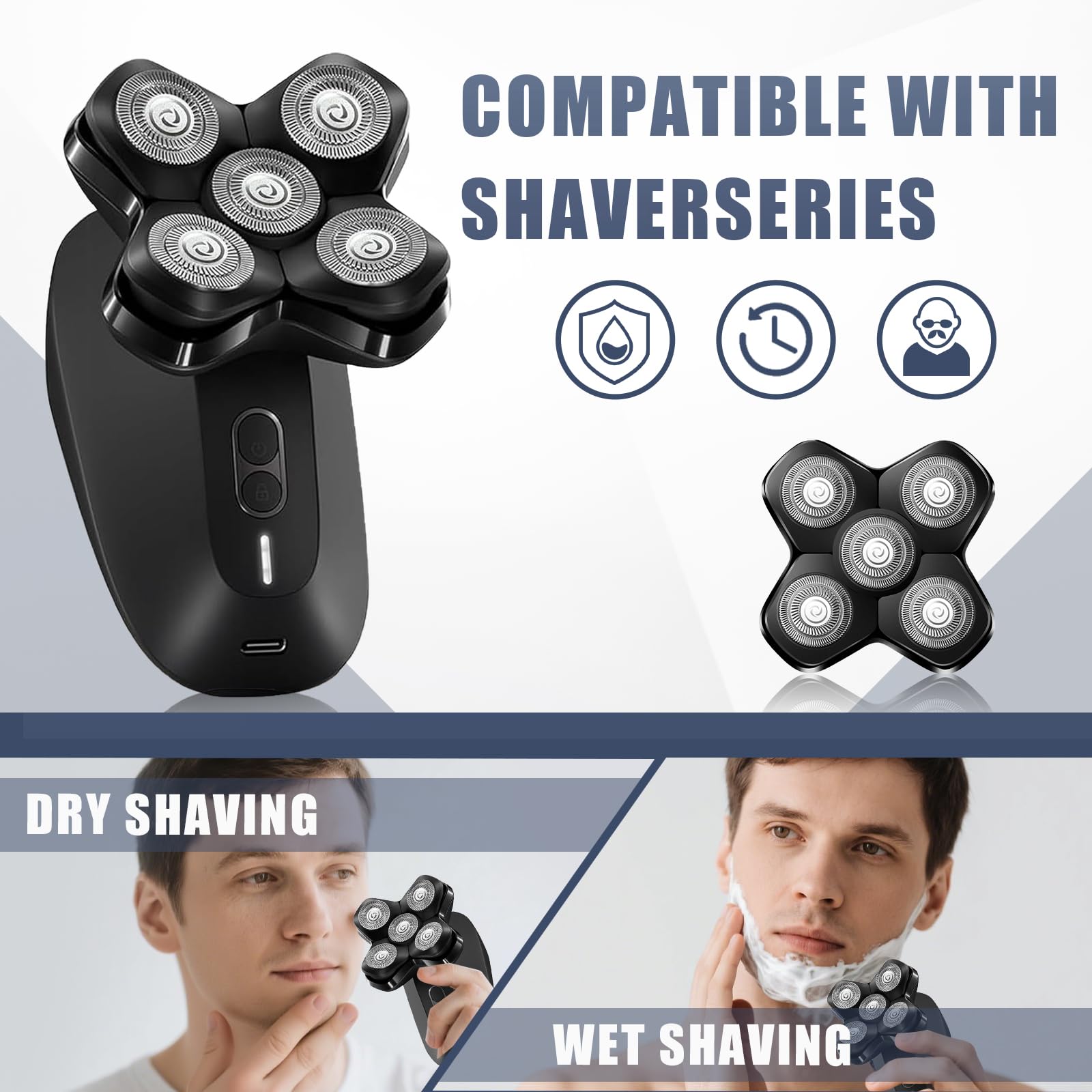 MEMIRY replacement blade snapped onto Dome Shaver demonstrating secure fit benefit
