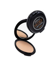 MËNAJI compact front view showing medium shade and matte finish benefit