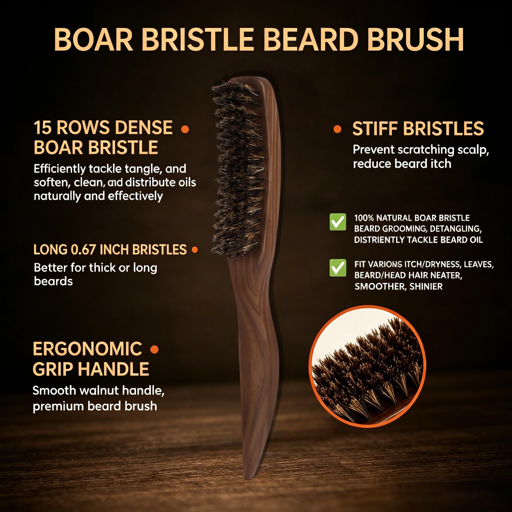 MenGate brush in use styling a beard for smoother, polished appearance